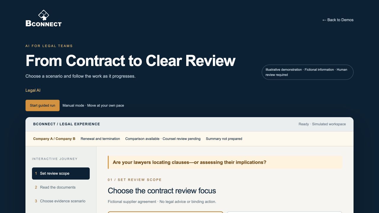 Legal AI interactive demonstration screen
